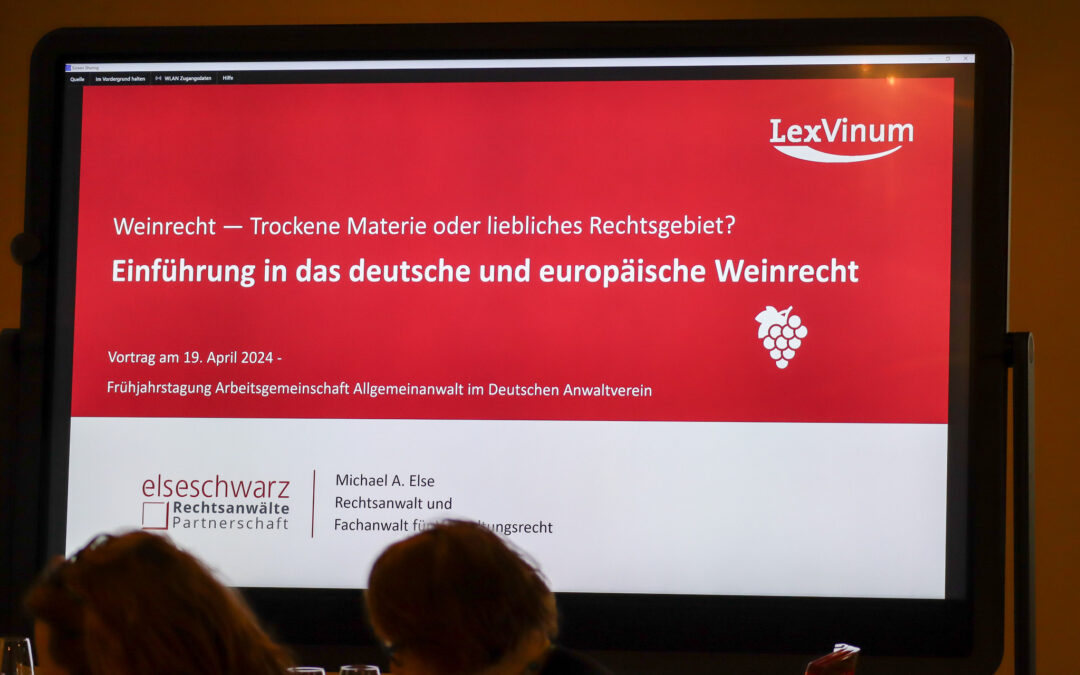 Vortrag im Weinrecht